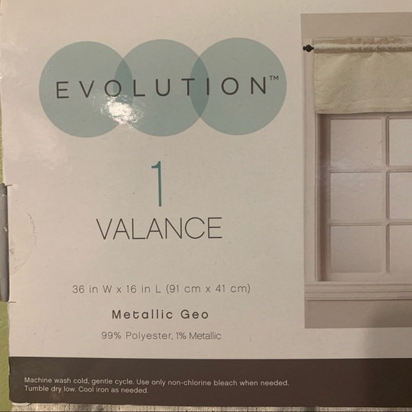 Evolution Metallic Geo 36x16” Embroidered Ivory Window Valence NWT - Picture 2 of 7